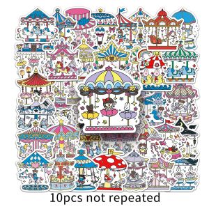50 cái ban đầu Carousel nhãn dán hoạt hình vui chơi giải trí công viên trẻ em Sticker văn phòng phẩm trang trí đồ chơi cặp đi học chai nước decal