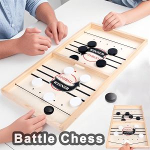 Battle Fun Board Games Fast Sling Foosball Toy Puck Game Desktop Board Wooden Double Games