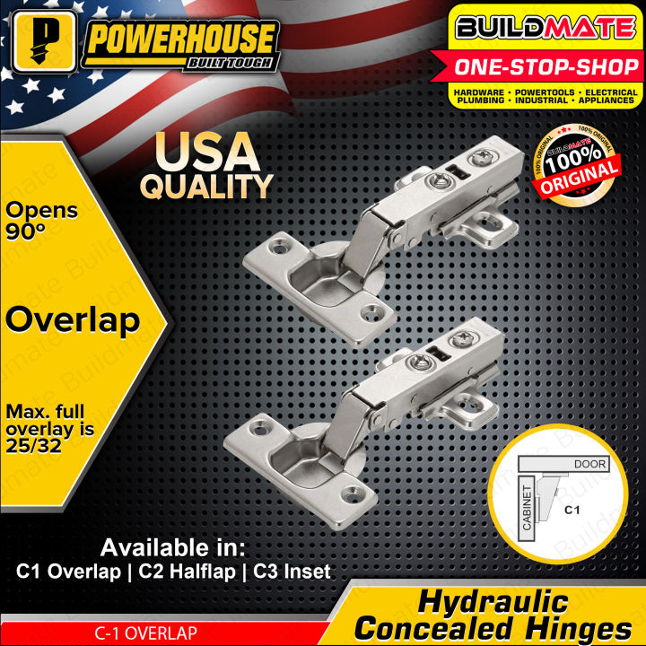 BUILDMATE Powerhouse Hydraulic Soft Close Concealed Hinges Over Lap ...