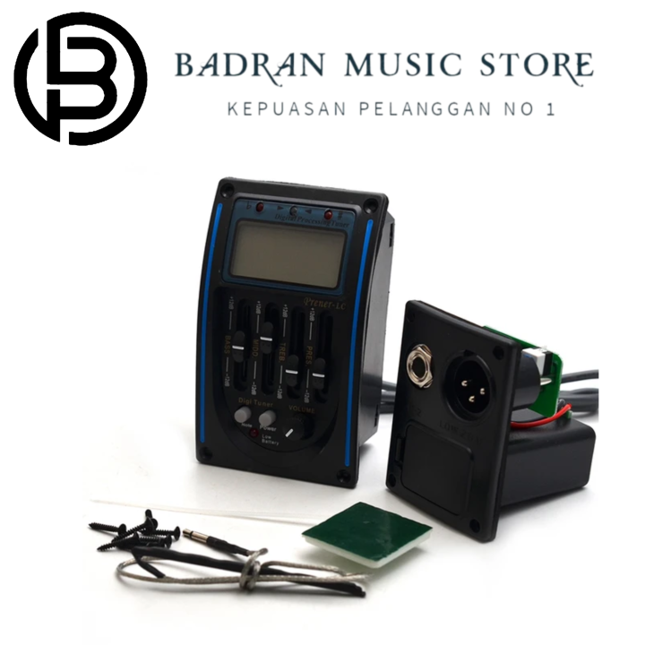 Gitar Akustik EQ Preamp LC4 dengan Digital Procesding Tuner 4 Band EQ