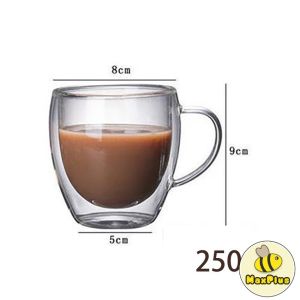 MaxPlus Transparent Double Wall Glass Cup Coffee Mug Heat Resistant Cup With Handle 150ml/250ml/350ml