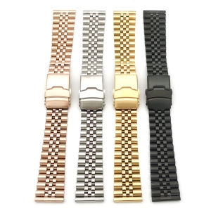 Aotelayer 18 19 20 21 22 23 24 26 28 30mm Width Solid Full Stainless Steel Watchband Men Women Luxury Big Size Quality Flat head Universal Belt Replacement Folding Safety Buckle Watch Strap with Tool