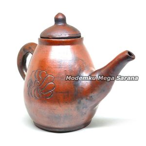 Teko Porong Tinggi Tanah Liat Teapot Poci Gerabah Tradisional Tempat Minum Air D14 Kapasitas 1.8 Liter Diameter 14 cm