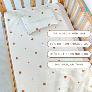 Thảm điều hòa cho bé thảm chơi 3D airmesh thoáng khí cho bé Moon&Mints phong cách Hàn Quốc