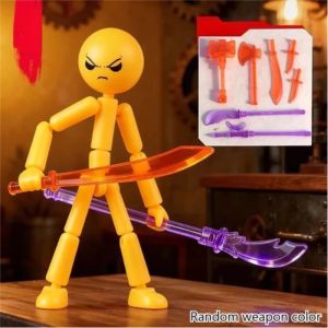 1 Set Novelty Action Figure Stickman Assembled Robot Movable 3d Printing Mannequin Multi-jointed Stickman PH