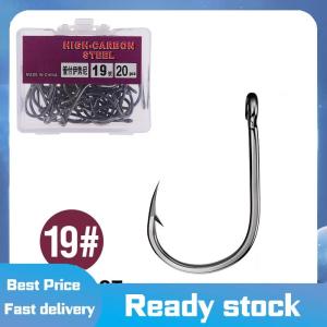 Sports🚴🏻♀️ 1 hộp thép carbon cao vòng tròn móc câu cá nước ngọt fishhook Lỗ Cá chép mạnh mẽ giải quyết chất lượng cao
