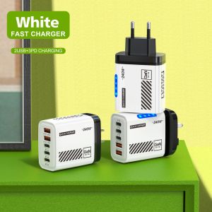 40W QC3.0 PD 5-Port GaN Fast Charger with LED Indicator Compatible with US EU and UK Plugs Suitable for iPhone Samsung Huawei and Xiaomi