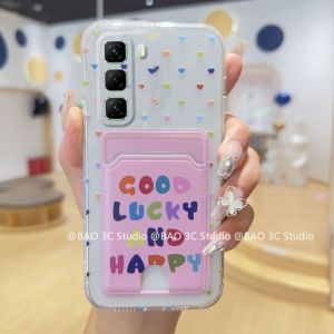 Card Holder Phone Case Infinix Hot 60i Hot 60 Pro+ Plus 4G 5G New Fresh Retro Cat Butterfly Love English Bunny Casing Ultra-thin Silicone Soft Cover 2025