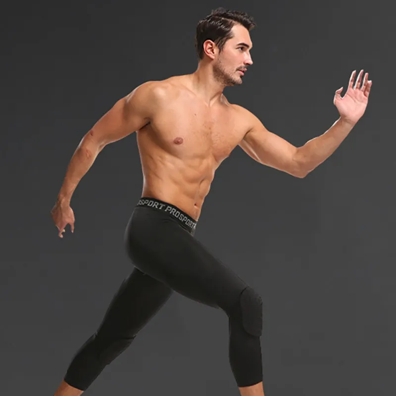 Men's Padded Compression Pants Leggings for Soccer Basketball