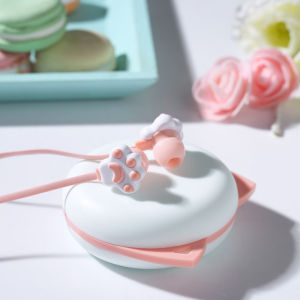 Cartoon Mini Cute Cat Claw Headset with Storage Box Girl Wind In-Ear Earphones with Microphone