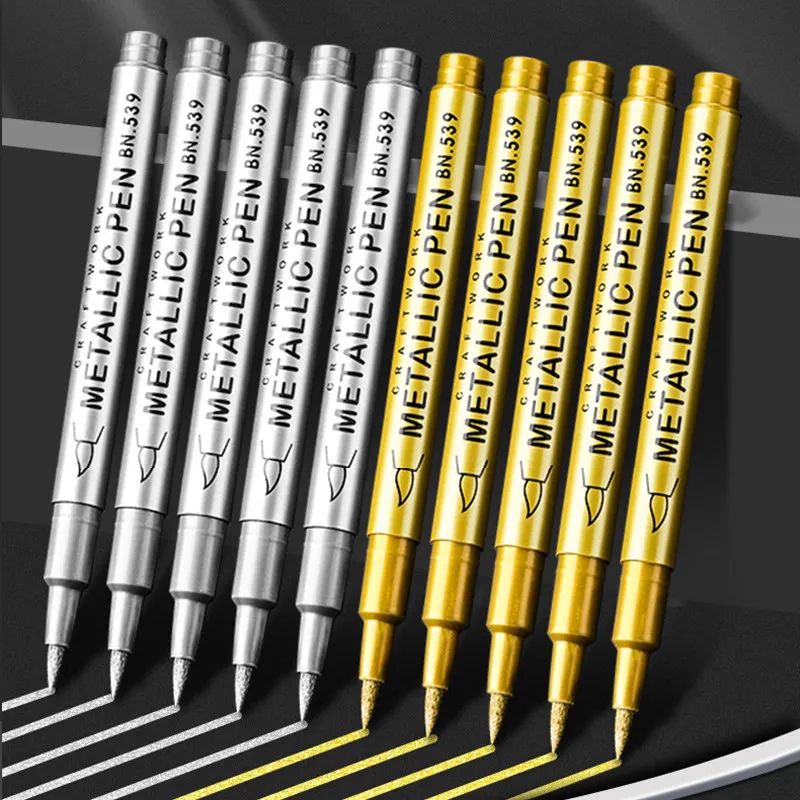 Metallic Craft Pen Gold Silver Paint Pen Waterproof Marker Stationery WJ827