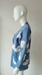 Yesfashion Store in stockwomen Áo len dệt kim Áo Khoác Cardigan dày vừa vặn rộng hình chú cừu nhỏ hoạt hình ba chiều
