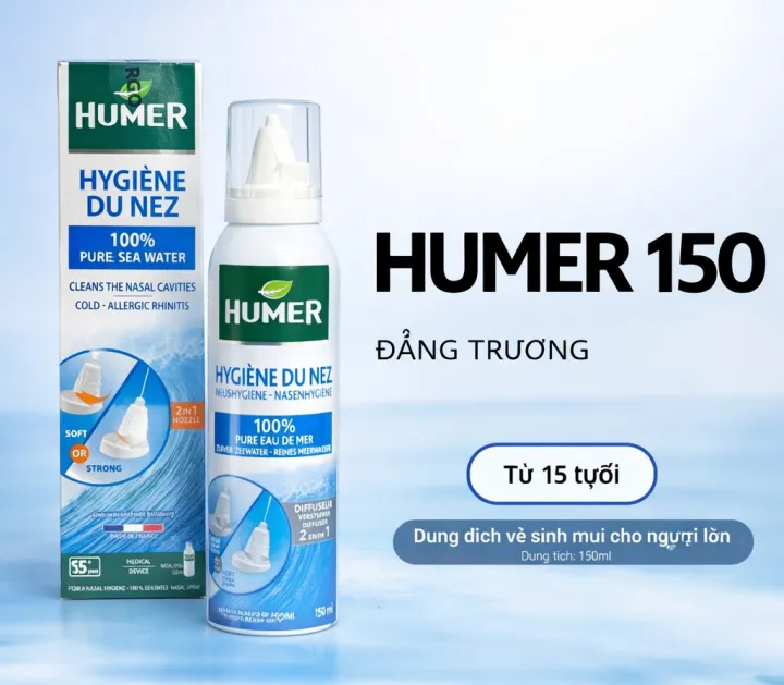 Dung dịch xịt mũi đẳng trương người lớn Humer 150 Nose Hygiene Adults 150ml
