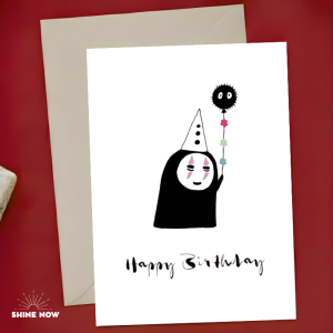 No Face Birthday Card Cute Anime Birthday Greeting Card Ghibli Inspired Gift