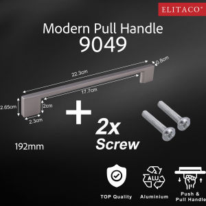 【ELITACO】Modern Pull Handle 9049 | Wardrobe Kitchen Cabinet Drawer Home | Stainless Steel Hairline Silver