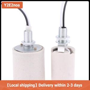 【Local shipping】 E14 E27 Ceramic Screw Lamp Holder LED Light Heat Resistant Adapter Home Use Round Socket For Bulb Base With Cable
