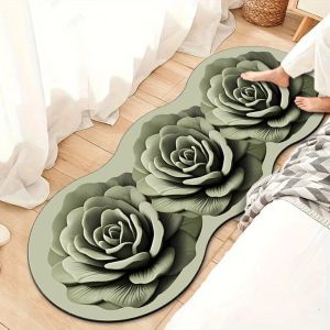 AODDO Chống trơn trượt Thảm trải sàn hoa hồng Chất thấm hút 3D Thảm trải cạnh giường Sáng tạo Chống bám bẩn Thảm hoa cho Phòng Ngủ Phòng Khách