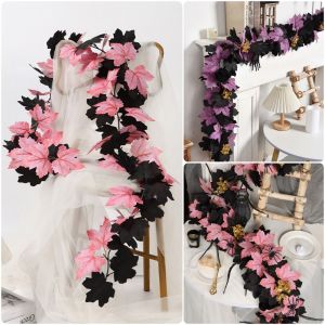 FEELINGS Multicolor Halloween Garland Silk Leaves Maple Leaf Maple Leaves Rattan DIY Ornament Faux Leaf Vine Home Decoration