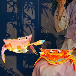 HIROCHAO Cartoon Crab Glowing Lantern Waterproof Portable Three-dimensional Lantern Cute Handmade Mid-Autumn Lantern Mid-Autumn Festival