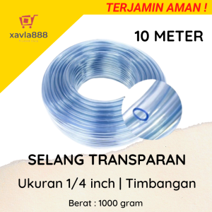 Selang Aerator Aquarium / Selang Waterpass 1/4 inch 10 Meter - Transparan / Lentur & Elastis - xavlastore888