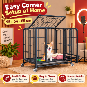 COD Dog Cage Large Metal Heavy Duty Dog Crate Puppy Playpen Pet Cage Removable Tray Easy to Clean Sturdy Puppy Cage for Dogs Indoor Home Use Easy Setup