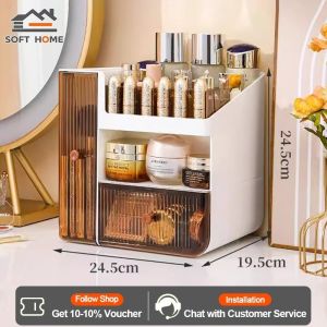 Nearra Dustproof Desktop Makeup Storage Box Cosmetics Organizer Cosmetic Shelf Rack for Dresser