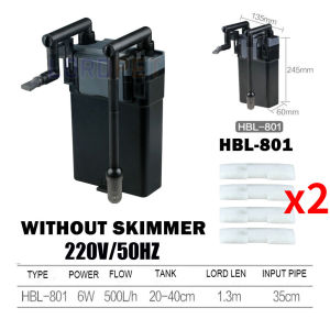 SunSun Hang On Filter Skimmer Up to 100 Liter Aquarium 6W Multi-stage Filter Adjustable Flow Oil Film Remove 500LH 20-80cm TANK