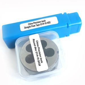 2PCS Thread Straight Flute Tap and Die set G1/8 G1/4 G3/8 G1/2 G5/8 screw taps Dies sets G 1/8-28 1/4-19 3/8-19 1/2-14