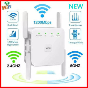 New ตัวขยายสัญญาณ wifi สัญญาณขยายได้ 200 เมตร Dual Band 2.4Ghz / 5GHz 12000Mbps WiFi Repeater