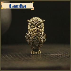 gaoba 1ชิ้นเครื่องประดับตั้งโต๊ะรูปสัตว์น้ำชาทองแดงโบราณรูปปั้นนกฮูกขนาดเล็กงานฝีมือตกแต่งบ้าน