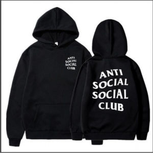 ฮู้ดดี้คู่รักพิมพ์ตัวอักษร Anti Social Club GD สำหรับผู้ชายและผู้หญิง ทำจากผ้าฝ้าย