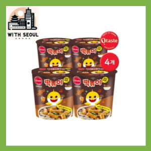 [bundle of 4] Nongshim Pinkfong Baby Shark Tteokbokki / Black Bean Sauce(JJAJANG) Flavor 116g Korean instant food kids kid toddler infant children snack