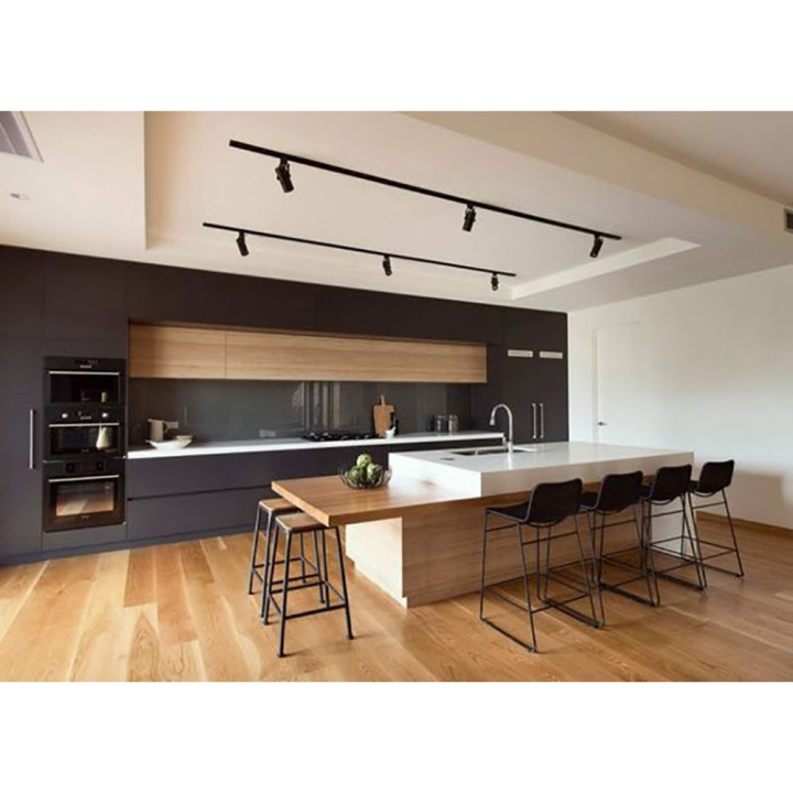 Adat Modular Dapur Perabot Papan Lapis Dapur Kabinet Hitam Matte Dapur