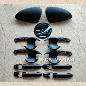 Paket Outer Cover Handle Pegangan Pintu Cover Spion Tank Cover Mobil Raize 2021 Hitam List Putih