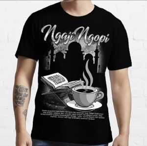 Kaos ngaji ngopi | Kaos Pria & Wanita | T-Shirt ngaji | Murah | Distro | Produk Lokal | Size M-XXL | Oversize Kekinian | AHK SHOP