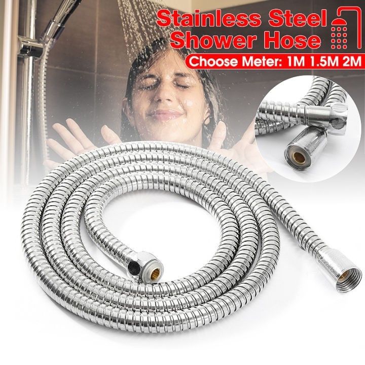 1 Metre Stainless Steel Flexible Shower Hose - Chrome Finish, Universal Fit For Bathroom & Shower