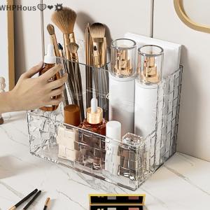 WP💓💛💖 Light Luxury Transparent Desktop Storage Box Multi-grid Makeup Organizer Box Large Capacity Cosmetics Box Remote Control Holder