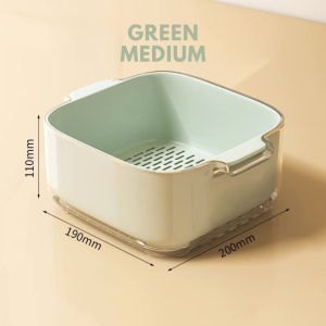 🇸🇬SG Ready Stock🇸🇬 Double Layer Drain Basket Kitchen Vegetable & Fruit Washing Food Strainer Storage Basin Sink Tray
