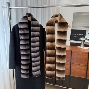 COUPLECOL Faux Striped Fur Scarf Soft Thick Fleece Neckwear Fluffy Fleece Wrap Elongated Plush Long Muffler Daily Wear
