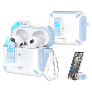 Ốp Tai nghe bật lên một cú nhấp chuột có giá đỡ điện thoại cho AirPods Pro 3 (2025) / 4th / Pro 2/3 thế hệ khóa Vỏ có nam châm cứng quân sự cho AirPods 2/1 Vỏ bảo vệ tai nghe có móc khóa