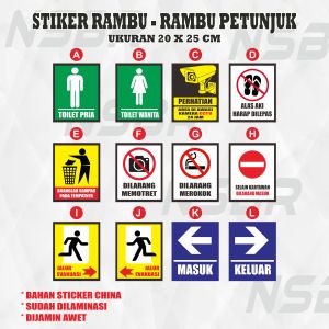 STIKER RAMBU-RAMBU PETUNJUK / STIKER SAFETY SIGN ukuran 15 x 20 cm