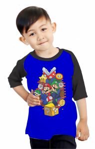 kaos anak-anak / Kaos Raglan 3\4 Anak/kaos anak Mario DTF