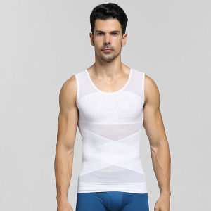 <822> เสื้อกล้ามเก็บหน้าท้องผู้ชายรัดตัวรัดตัวผ้าตาข่ายระบายอากาศรัดหน้าท้องยืดหยุ่นเข้ารูปดึงกลับรัดรูปกระชับหน้าอกกระชับสัดส่วน