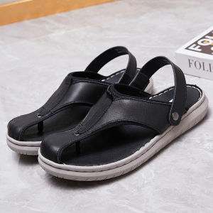 plus Size 2024 Summer New Mens Leather Flip-Flops Light Soft Two-Way Closed Toe Flip-Flops Casual Mens Shoes ㏇L0529