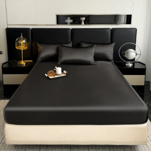 Dansunreve 3in1 single set Ice Silk Bedsheet Cooling Washed Satin Sheets Bed Sheet Pillowcase Fully Garterized Fitted Sheet Single Queen King