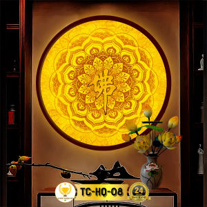 Đèn Thờ Hào Quang Phật Tranh Trúc Chỉ Tròn CHÂN THIỆN MỸ Đèn Trang Trí Bàn Thờ Hào Quang Trúc Chỉ Nhiều Mẫu CTC-HQ-04