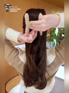 Korean Style Fuzzy Hair Clip Large Size Fluffy Claw Clip for Women Back of Head Bun Maker Cute Velvet Hair Accessories Daily Use Ponytail Holder Strong Hold Non Slip Winter Warm Texture