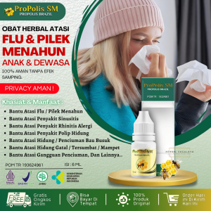 Obat Herbal Untuk Pilek Menahun Flu Tahunan Yang Aman Penghilang Sakit Polip Hidung Sudah Lama Bersin - Bersin Tak Kunjung Berhenti Bertahun Tahun Akibat Alergi Karena Sinusitis Asma Rinitis Obat Tetes Herbal Propolis SM Brazilian Asli Isi 6 ML