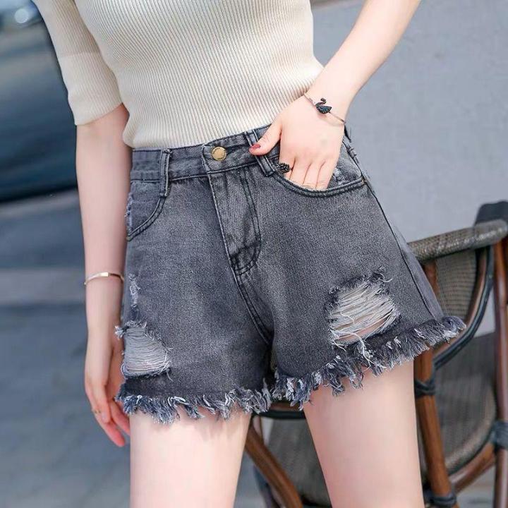 MAX 100KG [S-6XL] Plus Size Denim Shorts for Women High Waist Ripped Jeans  Casual Korean Version Wide Leg A-line Hot Pants Lazada PH