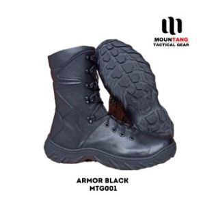 Sepatu PDL TNI POLRI SATPOL SECURITY Kulit Hitam Doff Armor Black MTG001 Mountang Tactical Gear